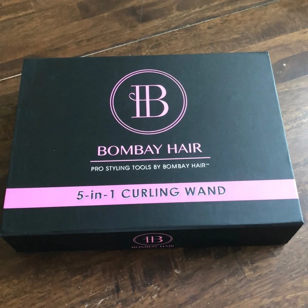 Bombay Hair Black Ceramic 5 in 1 Interchangeable Curling Wand Set With Box